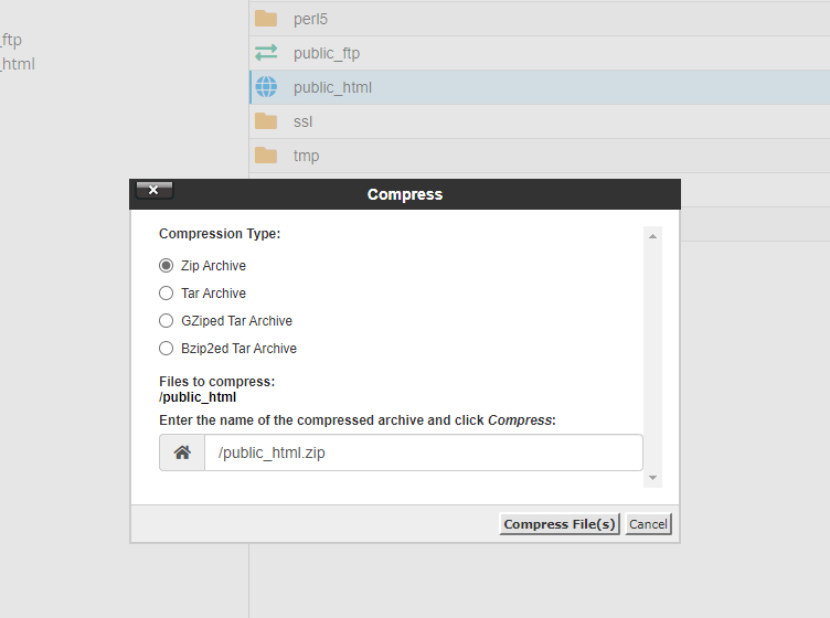 Compress Type in File Manager