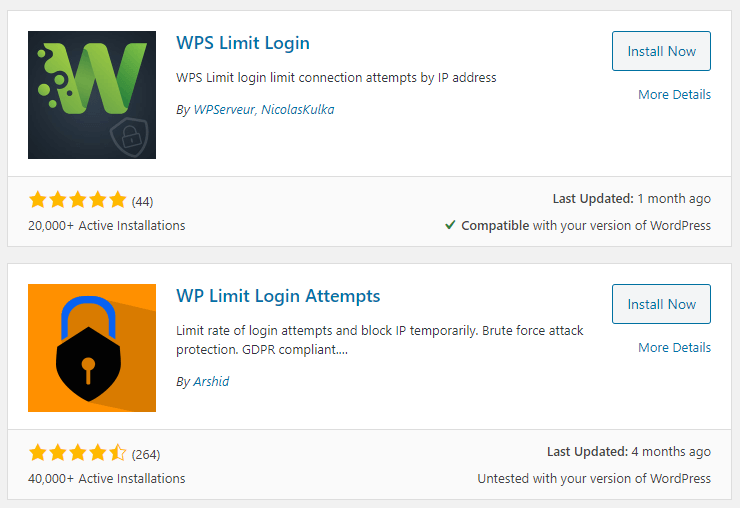 Limit login plugins on WordPress