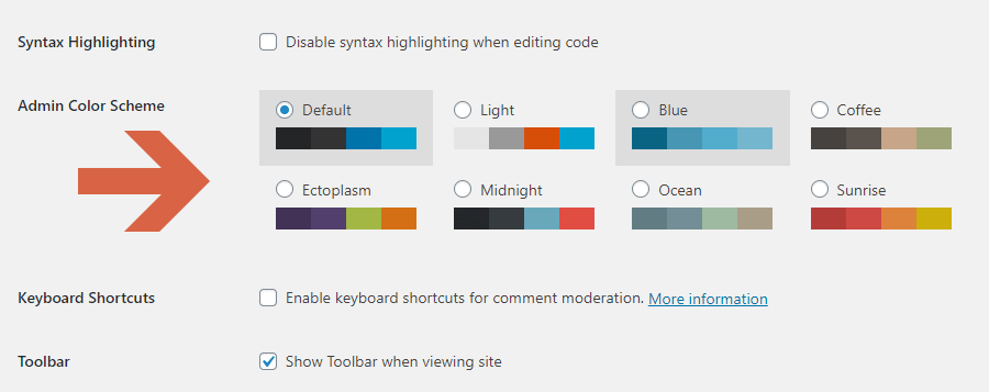 How to change the admin color scheme of WordPress?