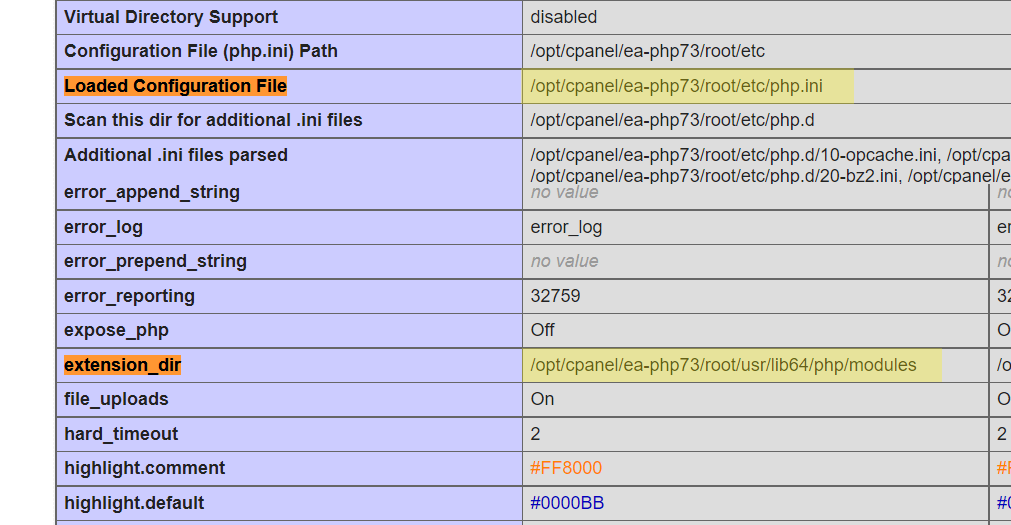 Check for similarity in the loaded configuration file and extension_dir