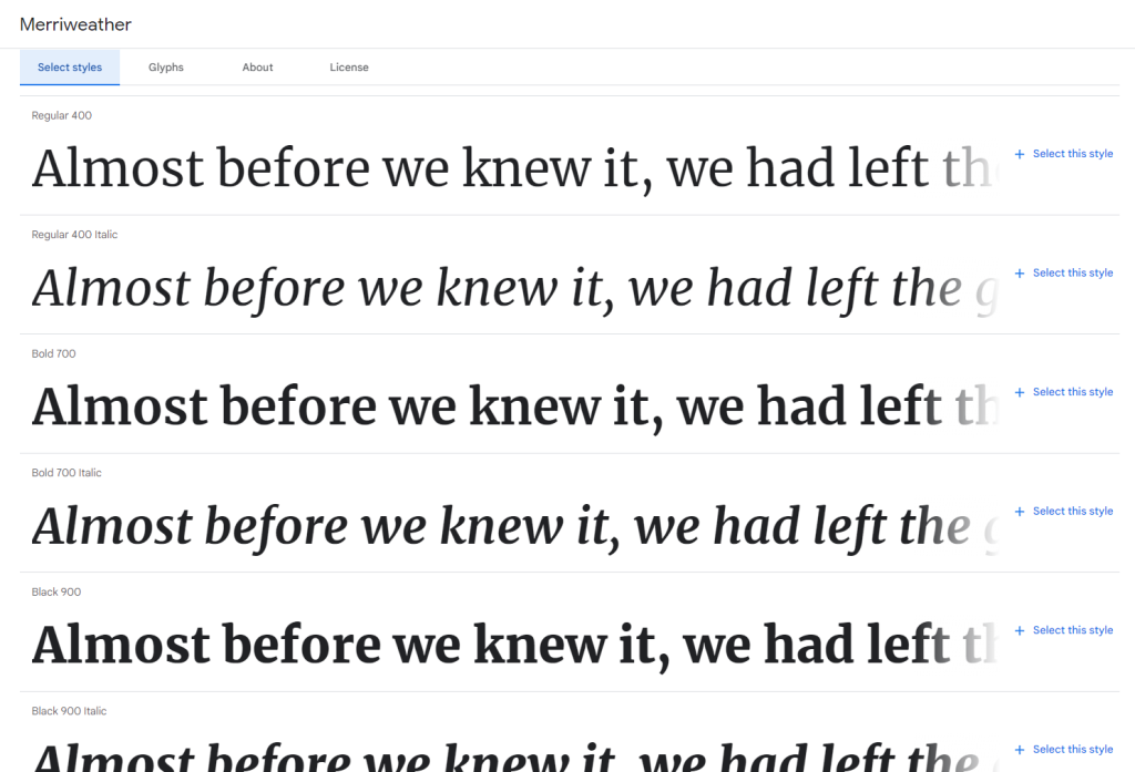 Merriweather from Google Fonts