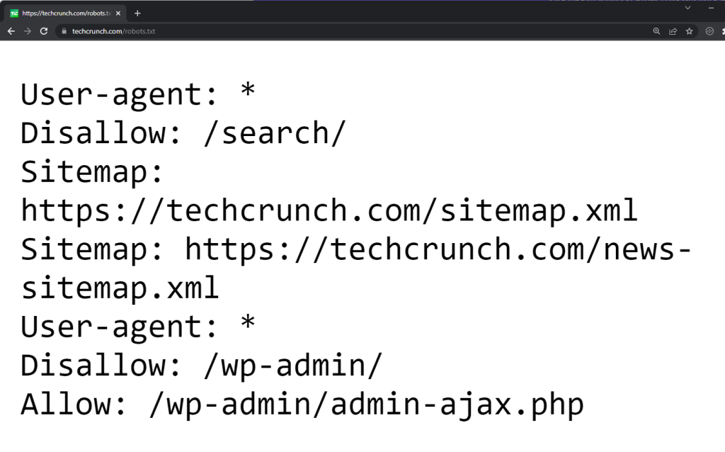 Techcrunch has a little complex robots.txt